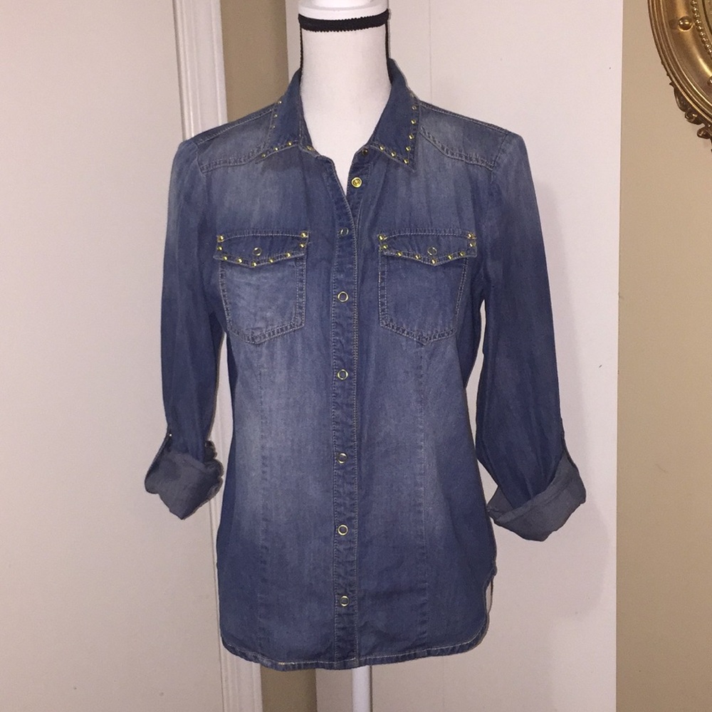 Studded jean shirt